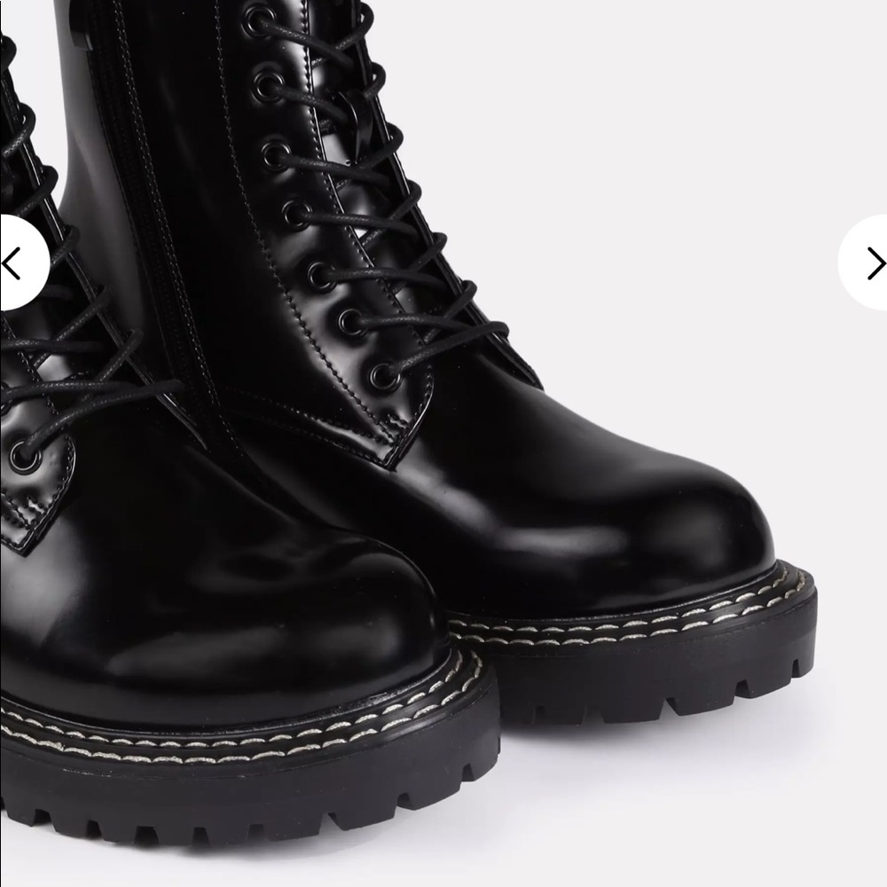 Black leather lace up boots